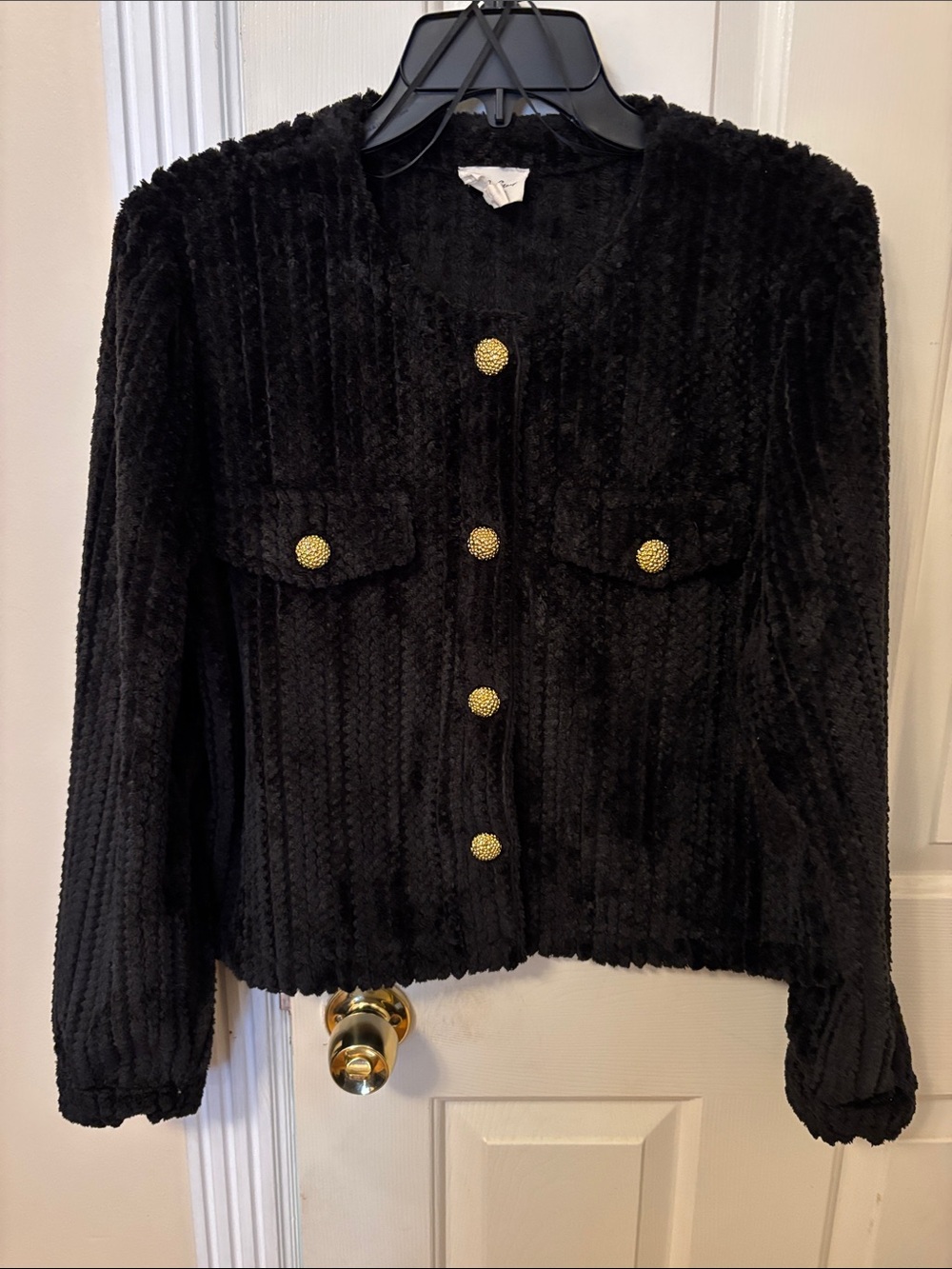 1.4.3. Story by Line Up Black Textured Jacket with Gold Buttons
